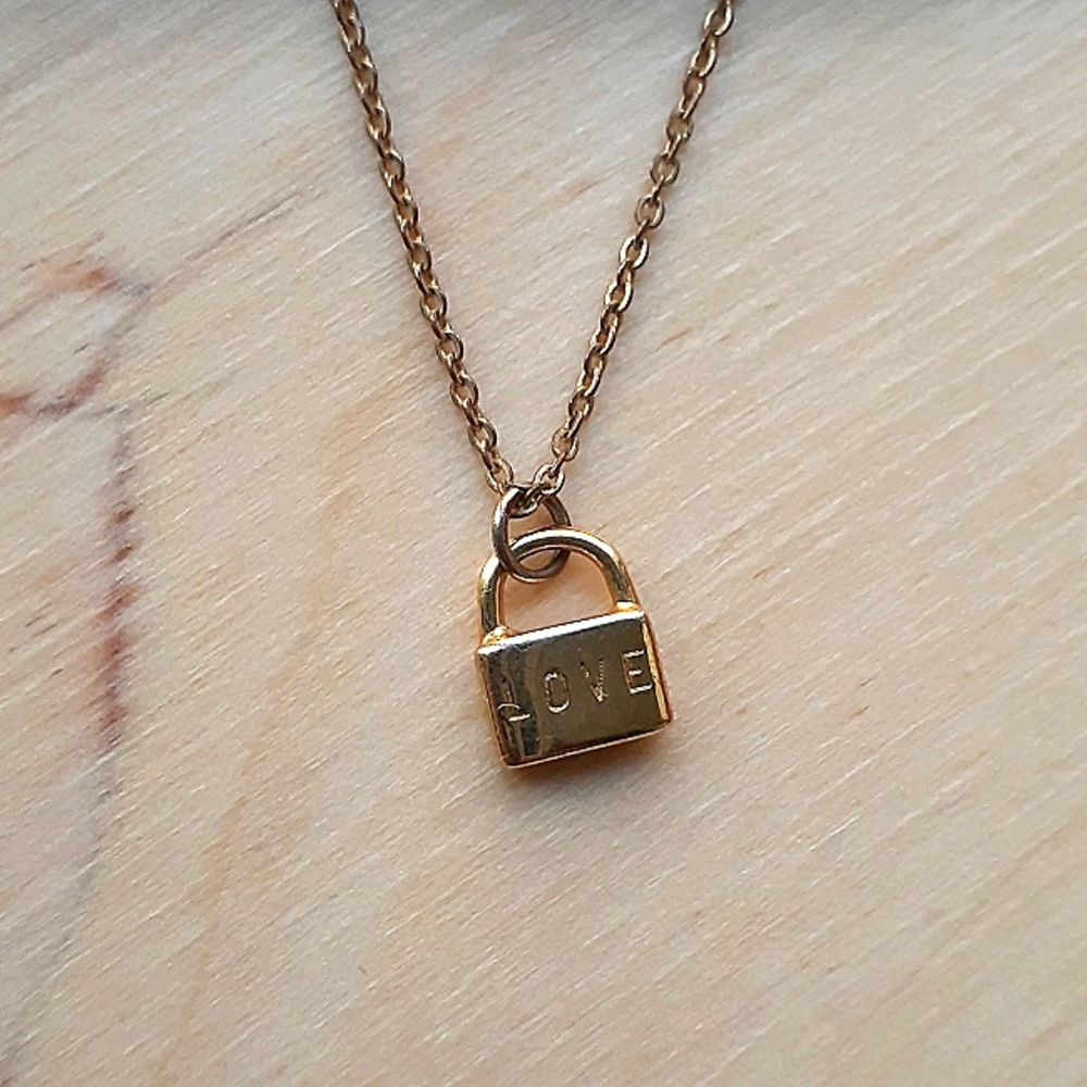 The Giving Keys, Mini Lock Necklace (Gold)